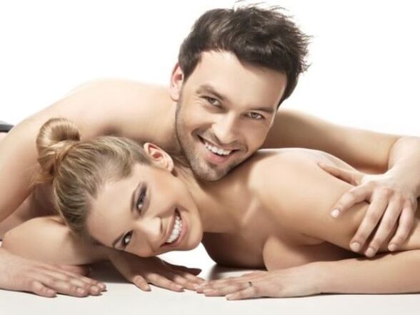 Happy woman with a man who has no potency problems