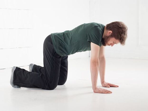 Stretching and “pendulum”, standing on all fours, will help build strength